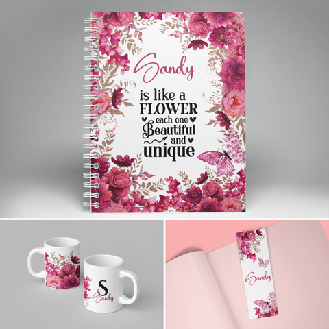 Beautiful Flower Personalized Gift Set
