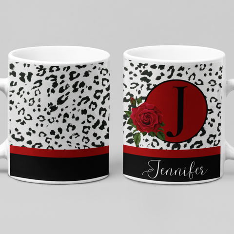 Cheetah Print Monogram Personalized Mug