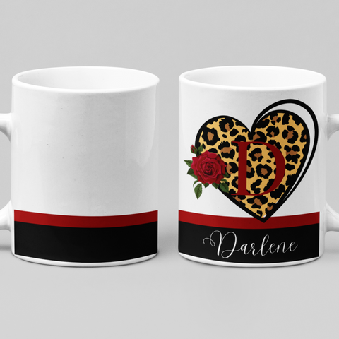 Cheetah Heart Monogram Personalized Mug