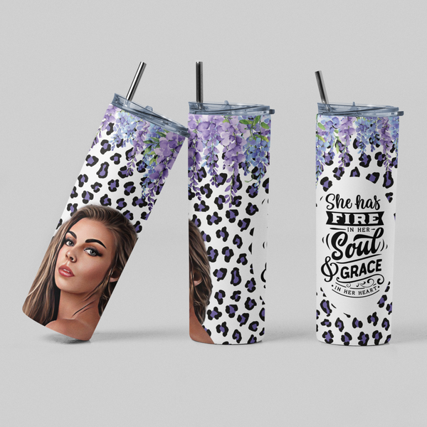 She Has Fire Insulated Photo Tumbler