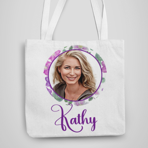 Purple Floral, Customized Tote Bag