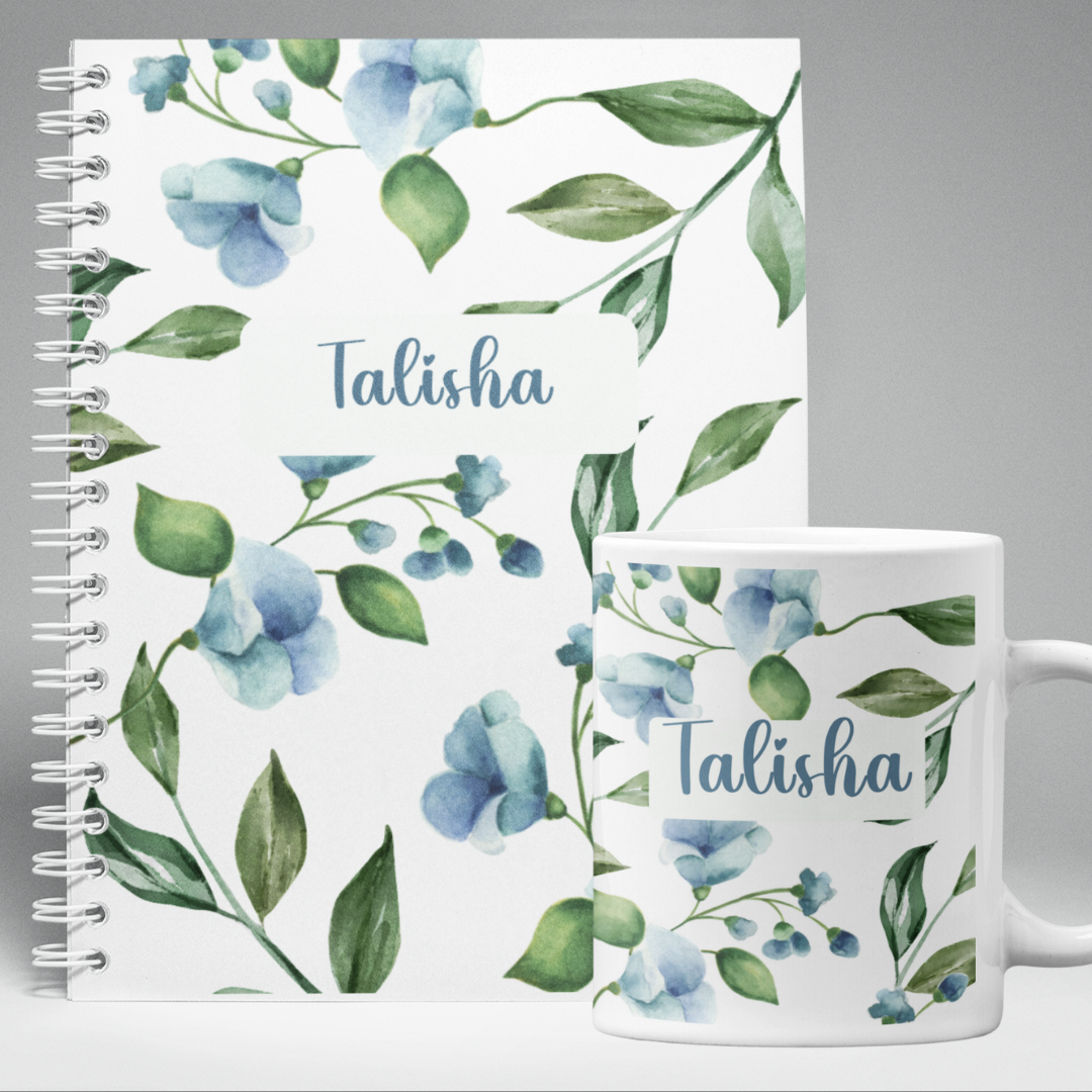 Blue Floral Personalized Gift Set