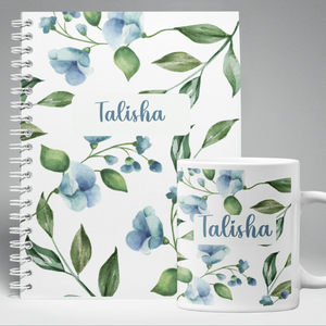 Blue Floral Personalized Gift Set