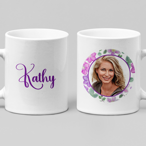 Purple Floral, Customized Mug