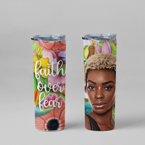 Floral Faith Over Fear Insulated Photo Tumbler