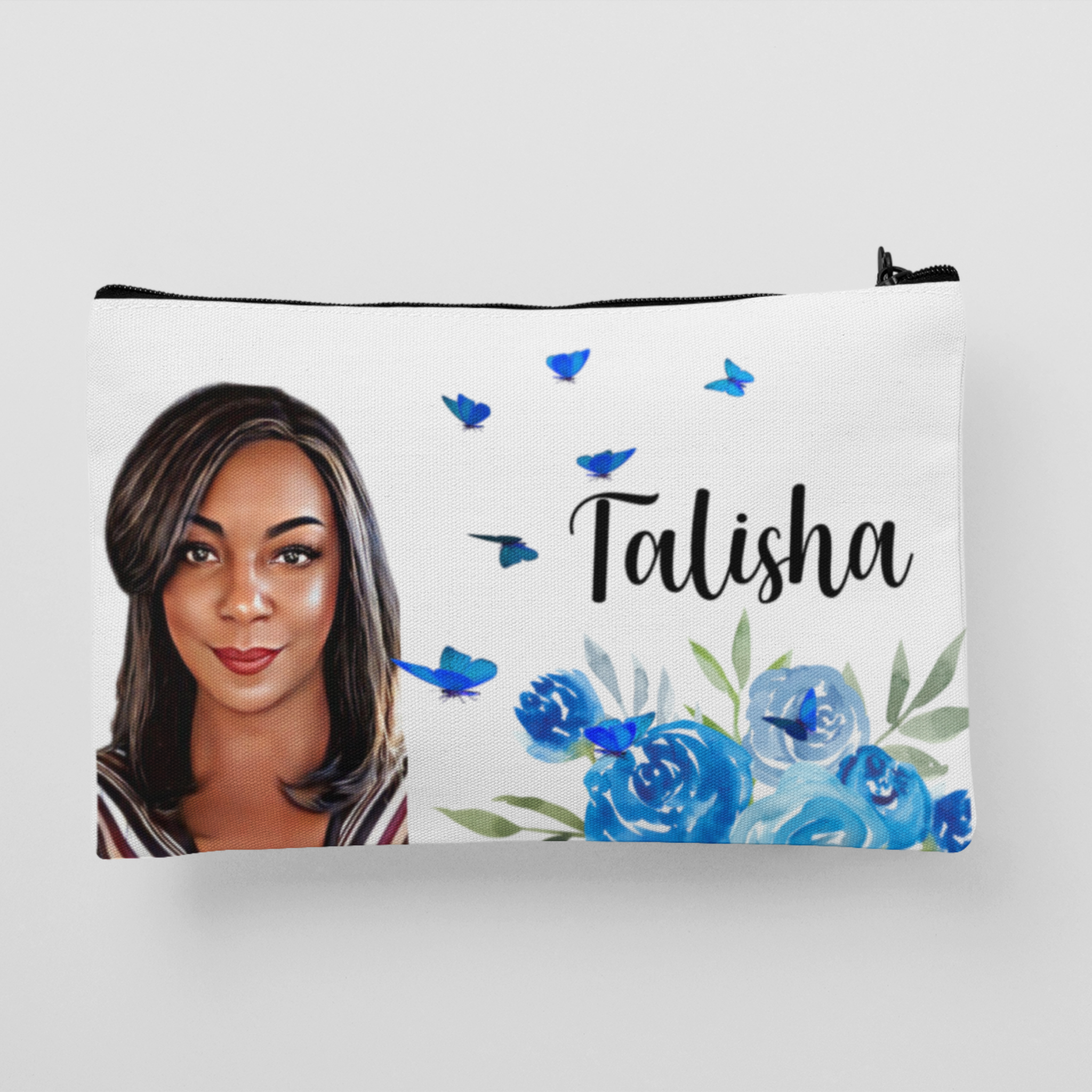 Blue Butterflies, Customized Pouch